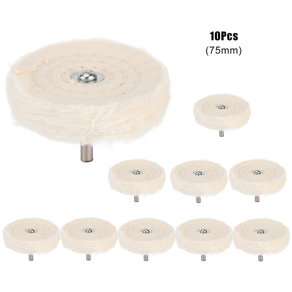 10pcs T Type Cotton Cloth Shank Polishing Grinding Buffing Wheel Tool For Jewelry(75mm)