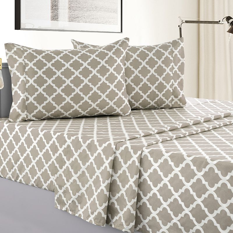 Microfiber Quatrefoil Bed Sheet Set - Lux Decor Collection