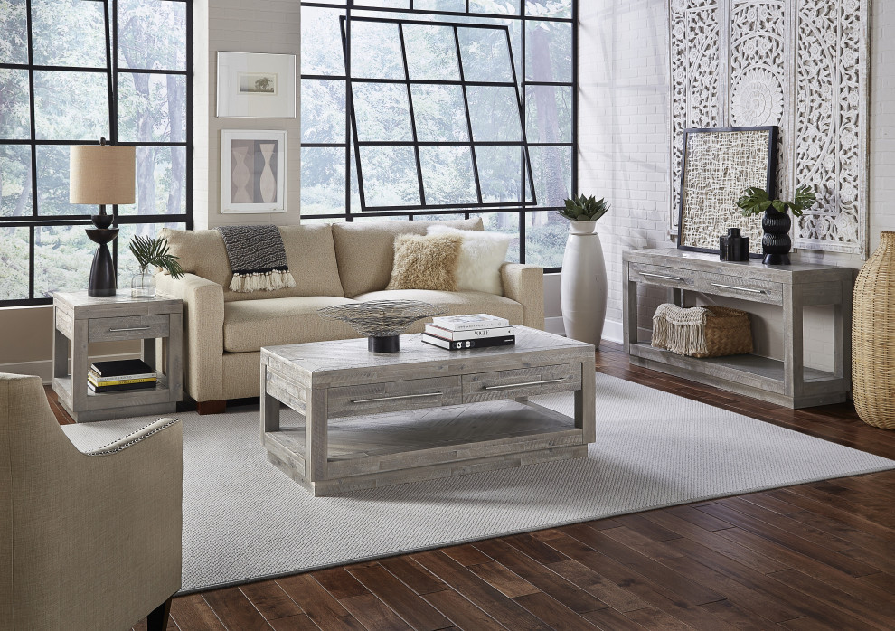 Modus Alexandra 3 Piece Rectangular Coffee and 2 End Tables  Rustic Latte   Farmhouse   Side Tables And End Tables   by AMOC  Houzz