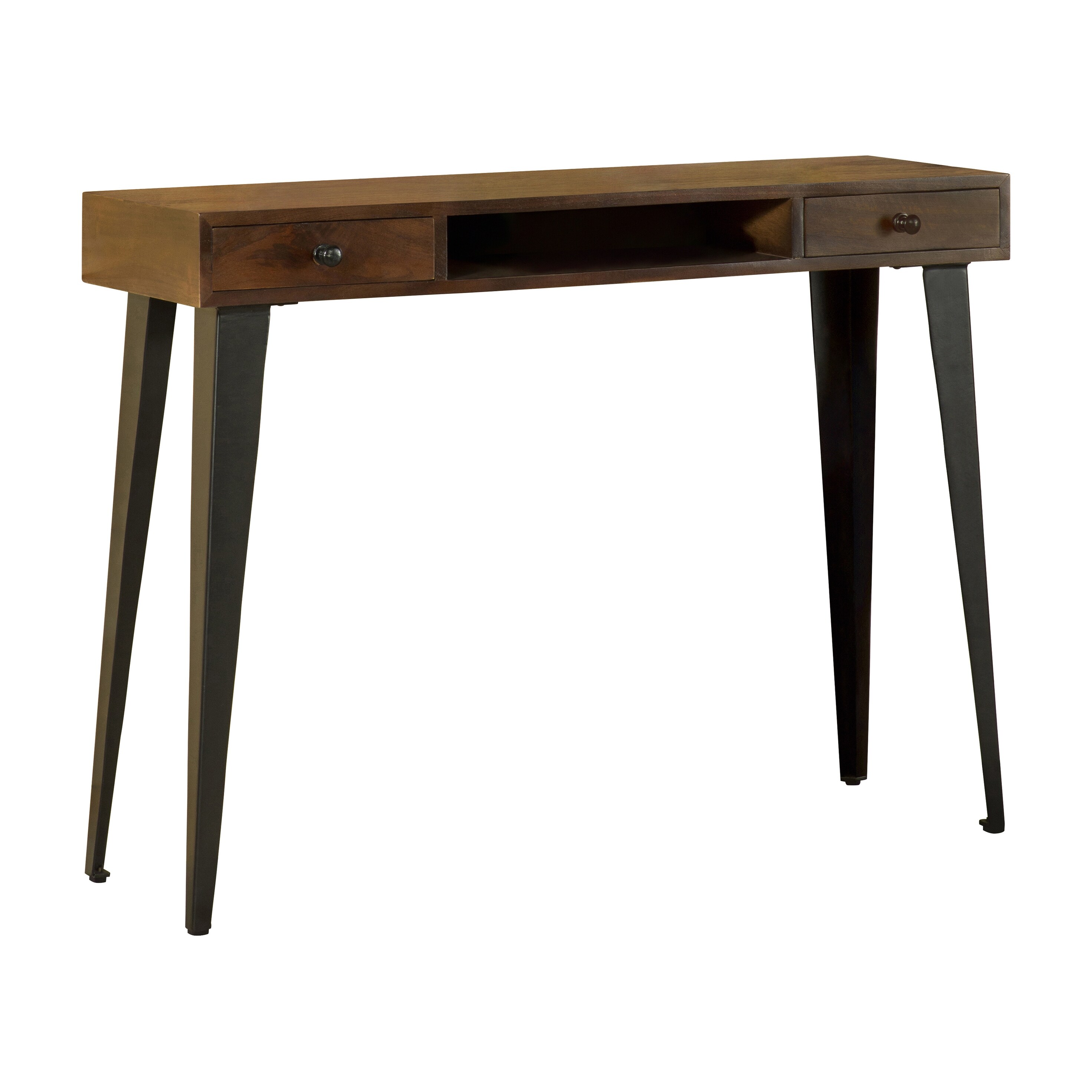 Trinity Dark Brown and Black 2-Drawer Console Table