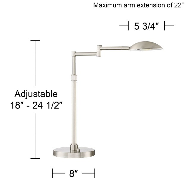 High Satin Nickel Led Swing Arm Adjustable Height For Bedroom Living Room Nightstand Office