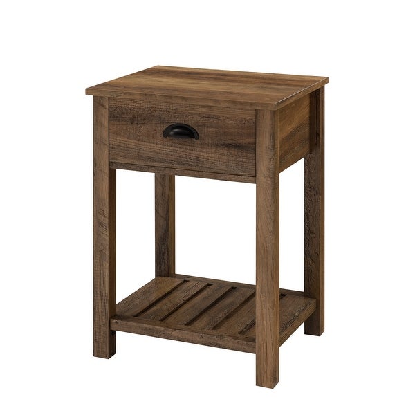 Farmhouse Single Drawer Open Shelf End Table