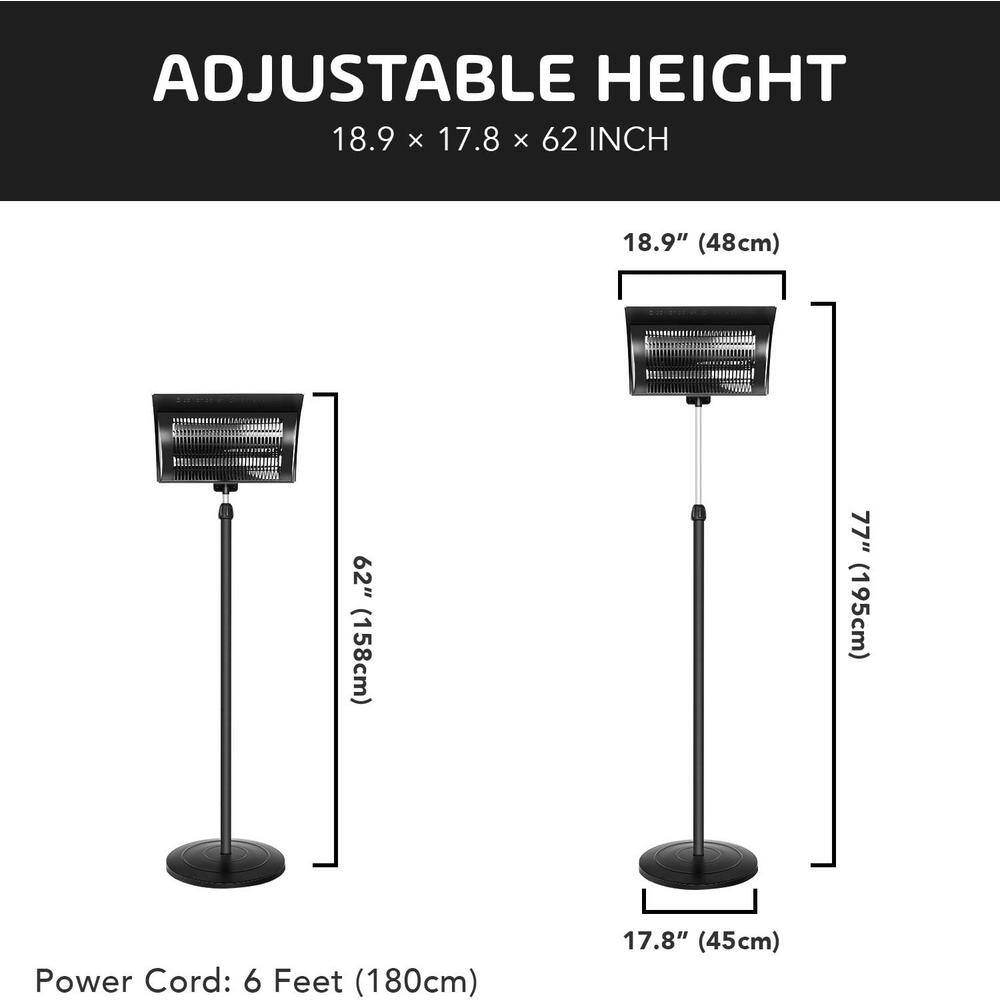 Afoxsos 750-Watt1500-Watt Simple Deluxe Patio Large Standing Heater Outdoor Balcony with Overheat Protection HDMX1326