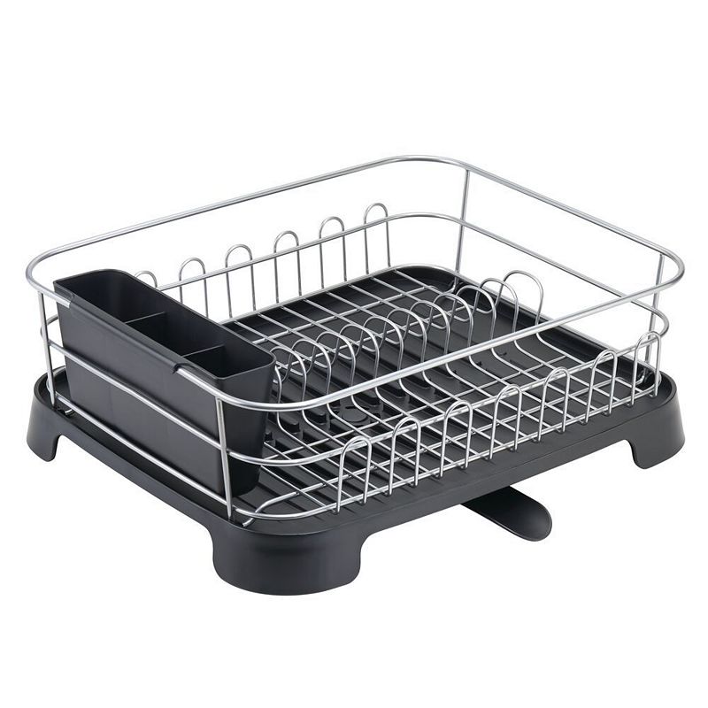 mDesign Large Kitchen Counter Dish Drying Rack with Swivel Spout