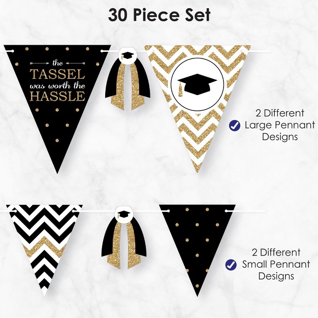 Big Dot Of Happiness 30 Piece Gold Graduation Party Pennant Triangle Banner