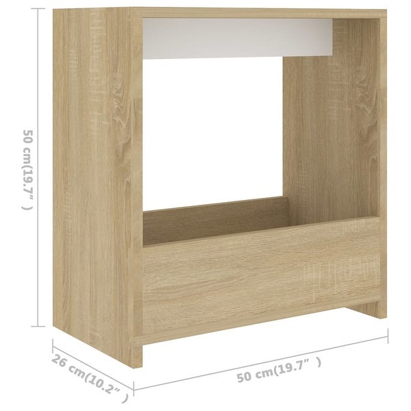 vidaXL Side Table White and Sonoma Oak 20