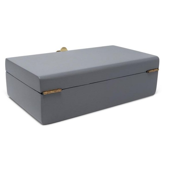 Classic Touch Grey Wood Decorative Box With Gold Flower Opener