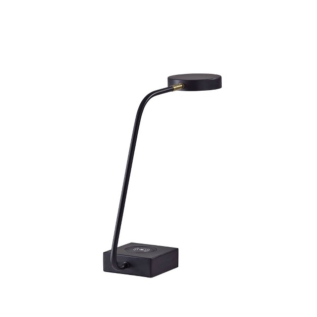 X 19 quot Conrad Adessocharge Desk Lamp includes Led Light Bulb Matte Black Adesso