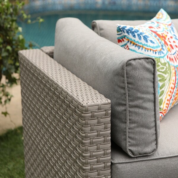 COSIEST Patio Sectional Right/Left Corner Side Wicker Armchair With Pillow