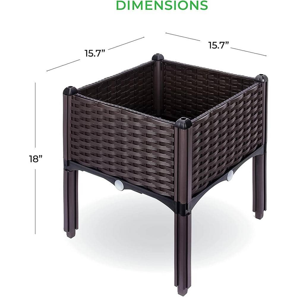 BACKYARD EXPRESSIONS PATIO · HOME · GARDEN Backyard Expressions 16 in. x 16 in. x 18 in. Resin Wicker Elevated Garden Bed 911216