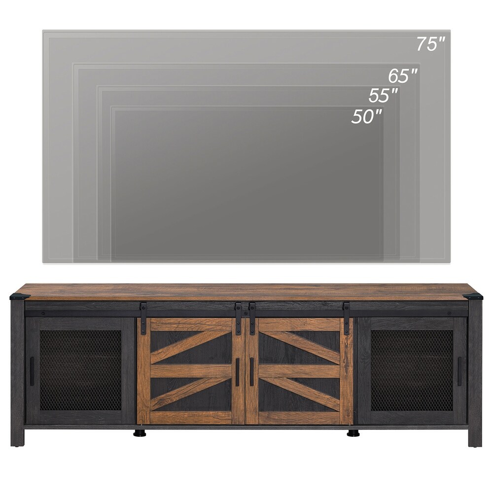 Sliding Barn Door TV Stand Cabinet  Entertainment Center for 75\