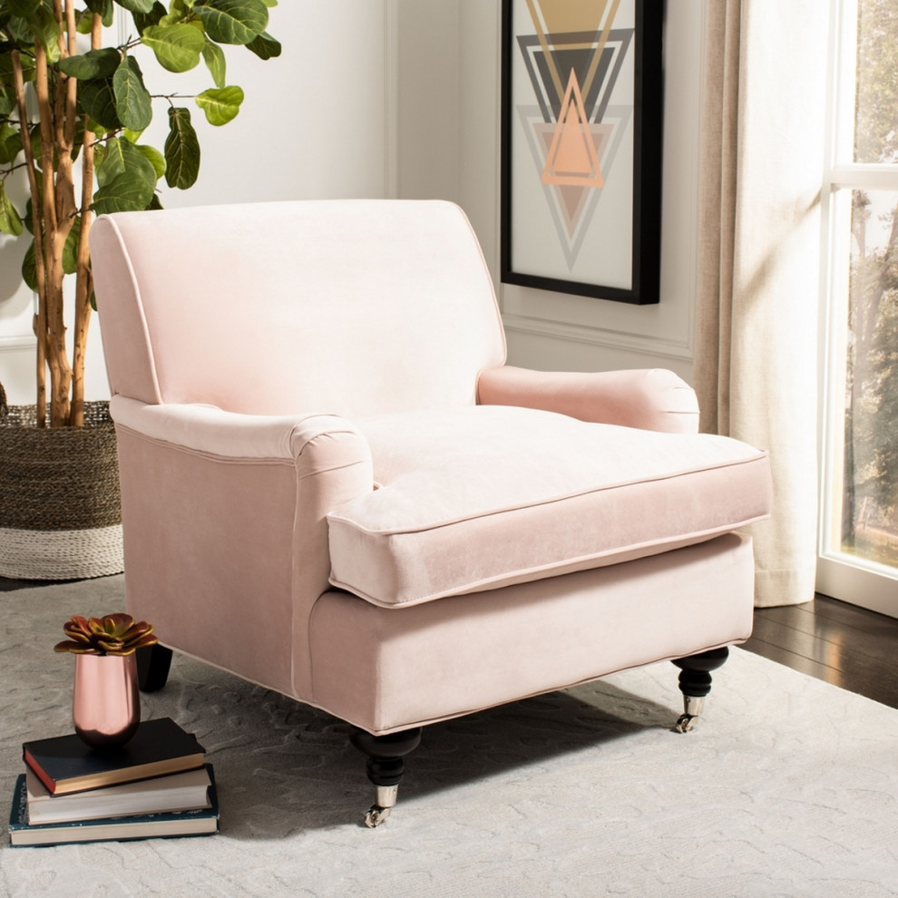 Gage Club Chair Blush Pink/ Espresso   Traditional   Armchairs And Accent Chairs   by AED Luxury Home Decor  Houzz