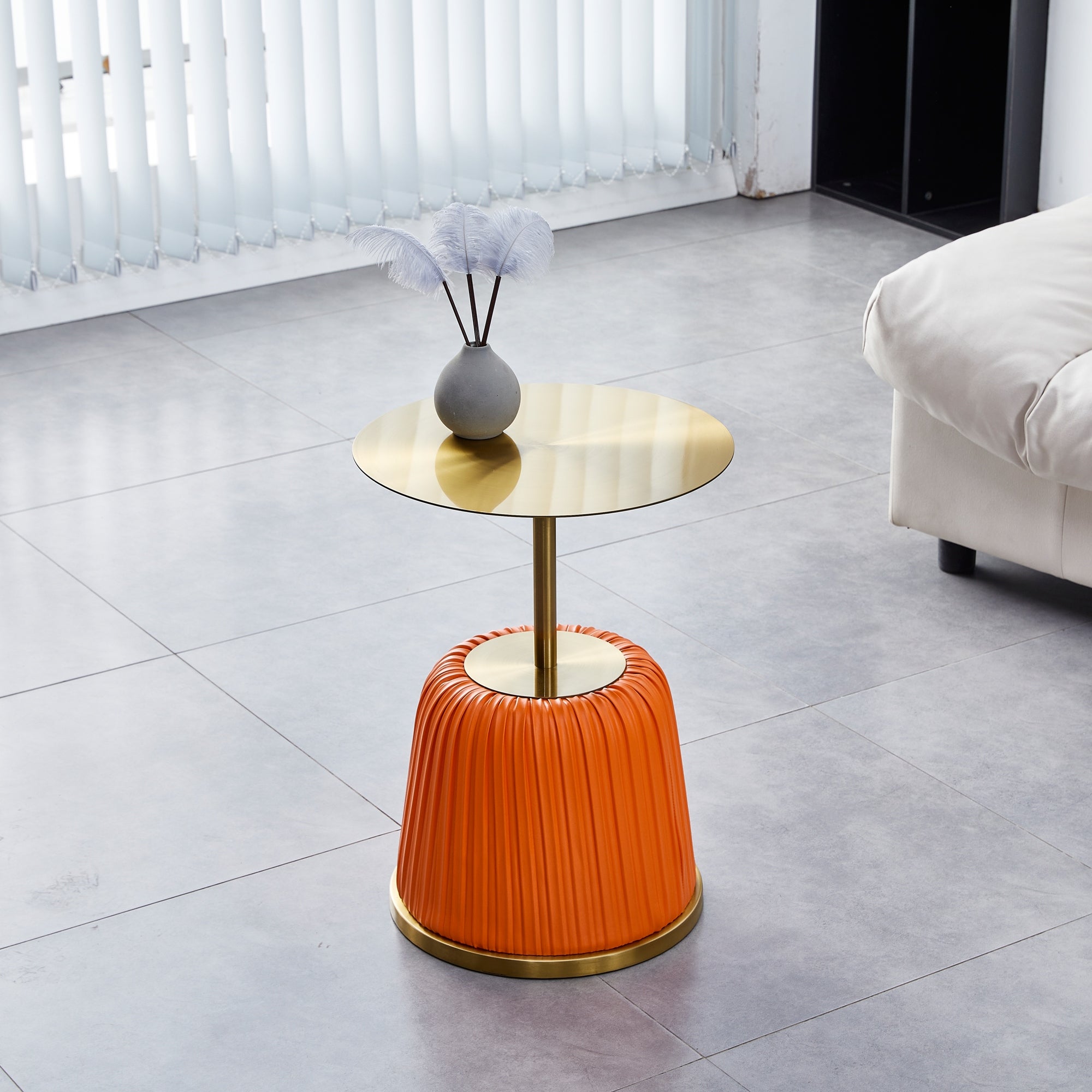 Round Side Table with Luxury Gold Top