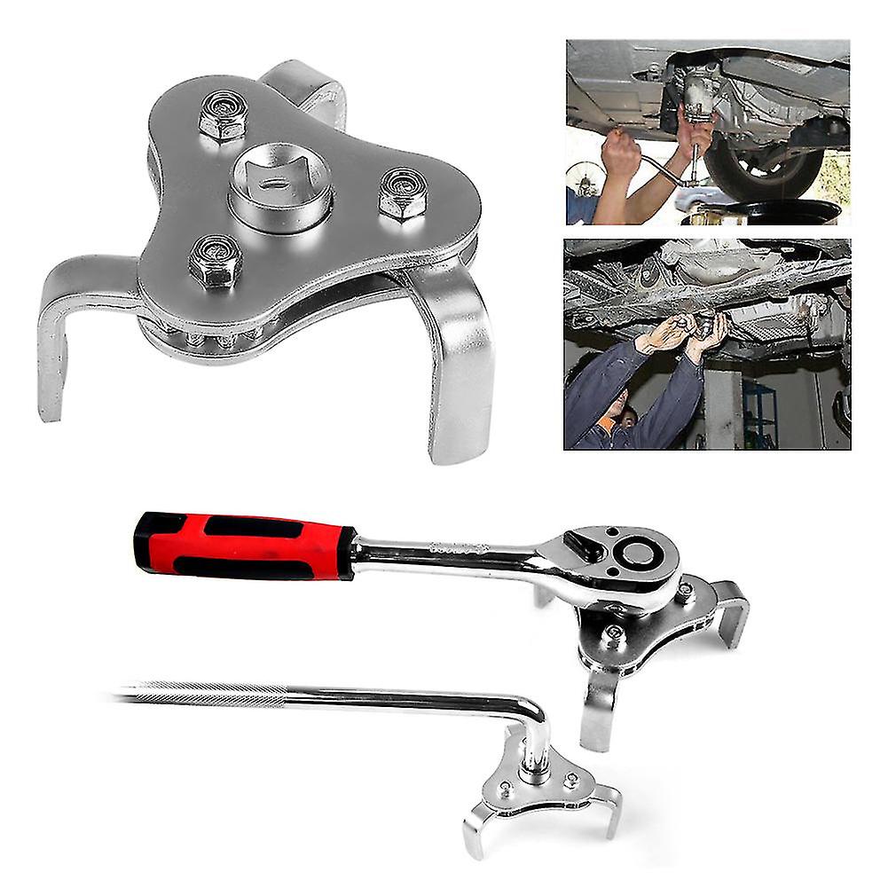 Car Truck Adjustable Two Way Oil Filter Key Wrench Tool with 3 Jaw Repair Removal Tool