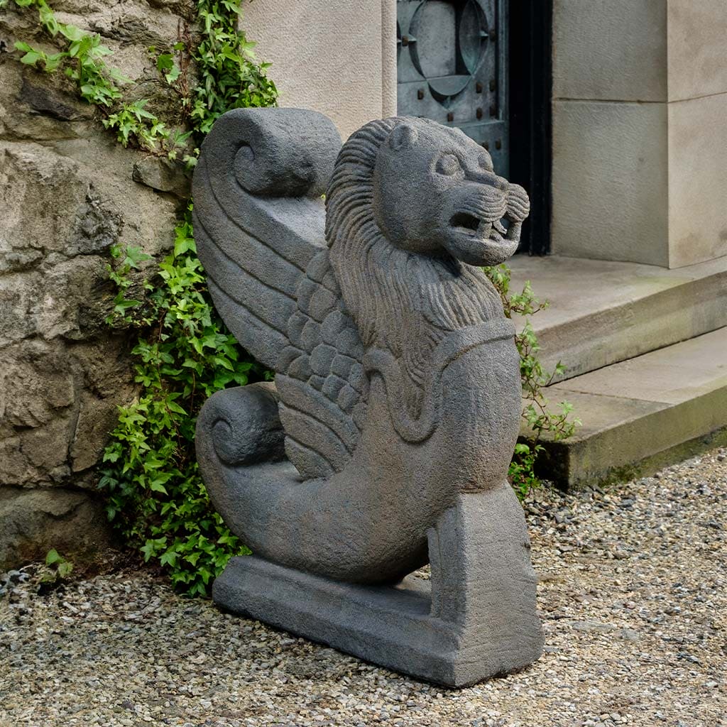 Campania International Antique Winged Lion Garden Statue