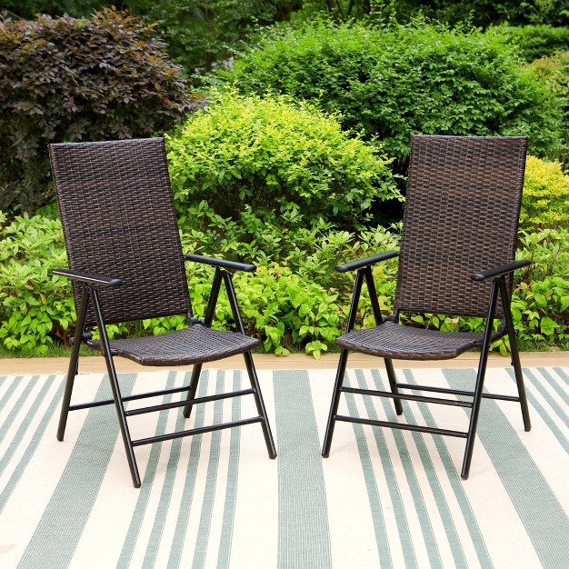 2pk Outdoor Wicker Dining Chairs With Aluminum Frame Captiva Designs