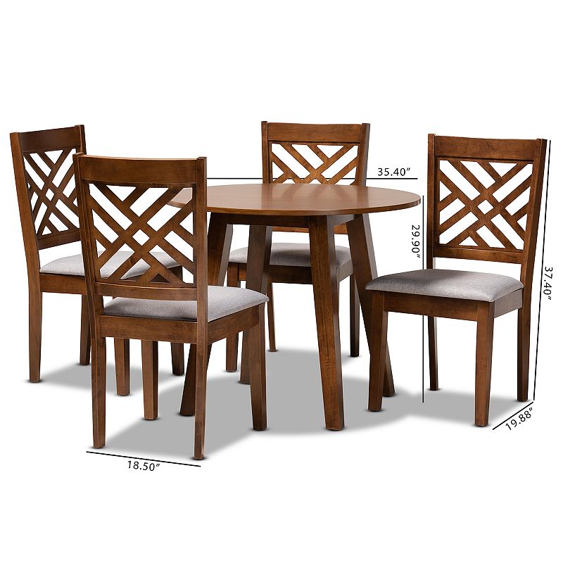 Baxton Studio Lilly Gray 5-Piece Dining Set