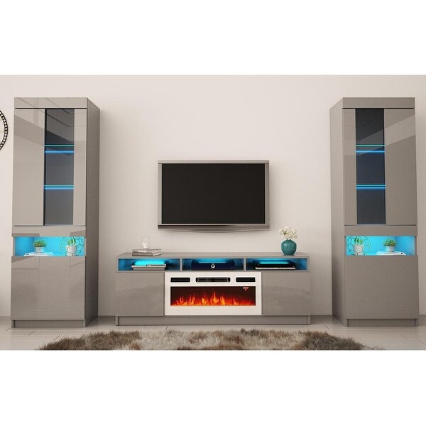 Reno WH05 Electric Fireplace Modern Wall Unit Entertainment Center