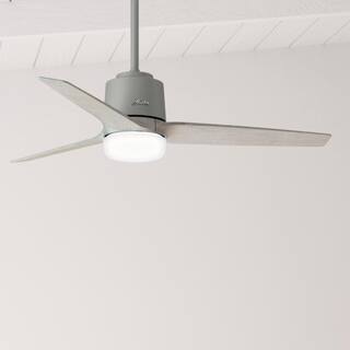 Hunter Moxie 52 in. LED Indoor Matte Silver Ceiling Fan with Light and Remote 51219