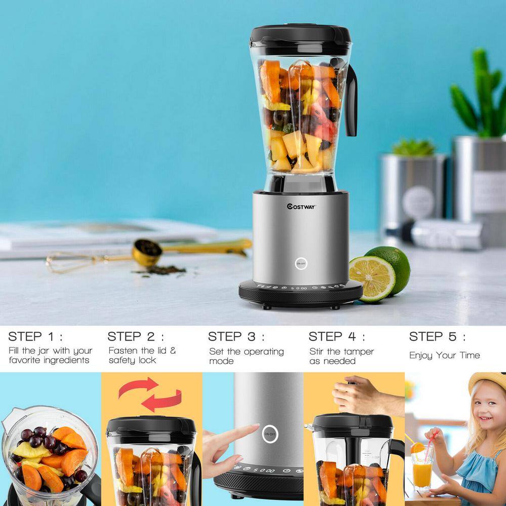 Costway 64 oz. Sliver 10-Speed Countertop Blender EP24952US