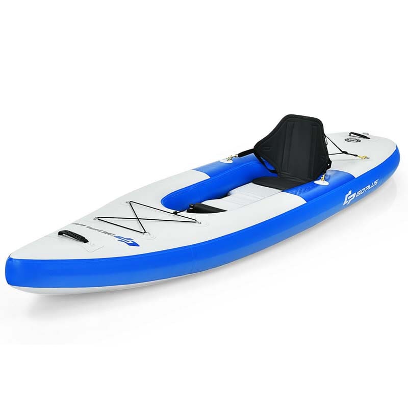 11FT Canoe Boat Raft Inflatable Fishing Kayak for 1 Person with Hand Pump & Adjustable Aluminum Oars