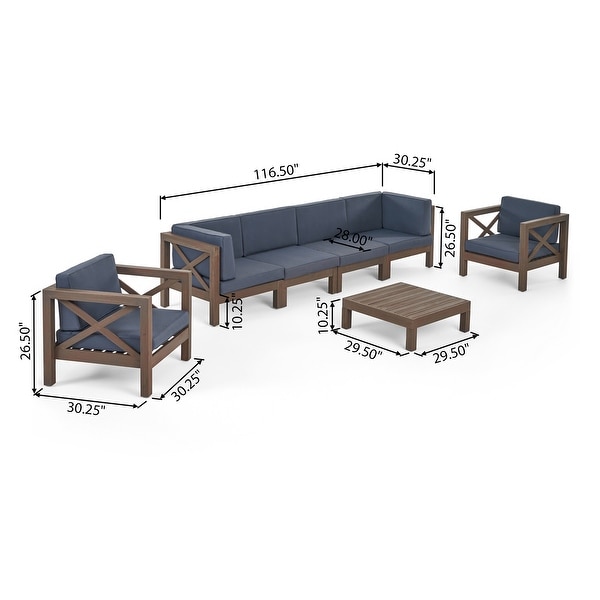 Brava Outdoor Acacia Wood 7piece Chat Set by Christopher Knight Home