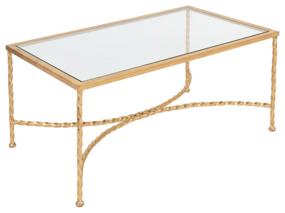 Queen Gold Leaf Glass Coffee Table   Contemporary   Coffee Tables   by AED Luxury Home Decor  Houzz