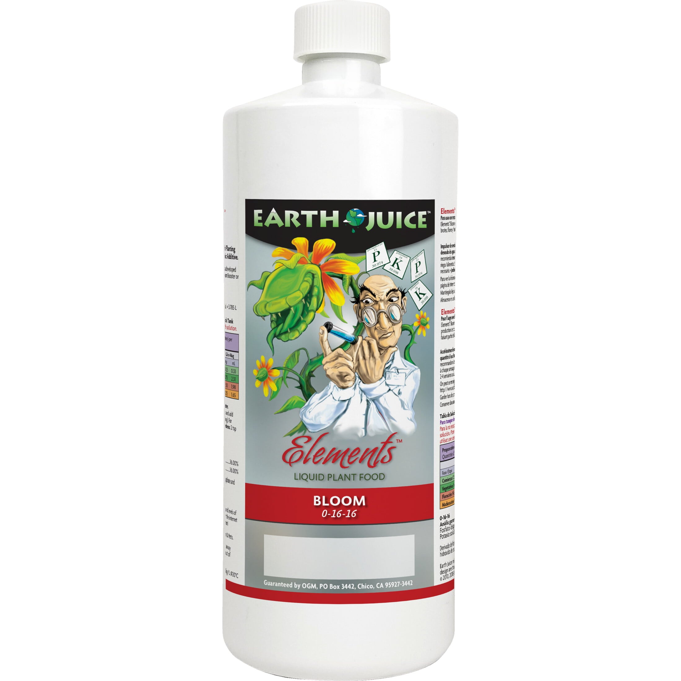 Earth Juice Elements Bloom Plant Food， 0-16-16 Fertilizer， 32 oz