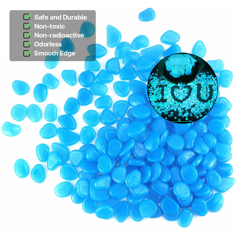 SUPTREE 300PCS Glow in The Dark Rocks for Fish Tank, Luminous Pebbles Stones Glow Rocks for Aquarium Garden (Blue)