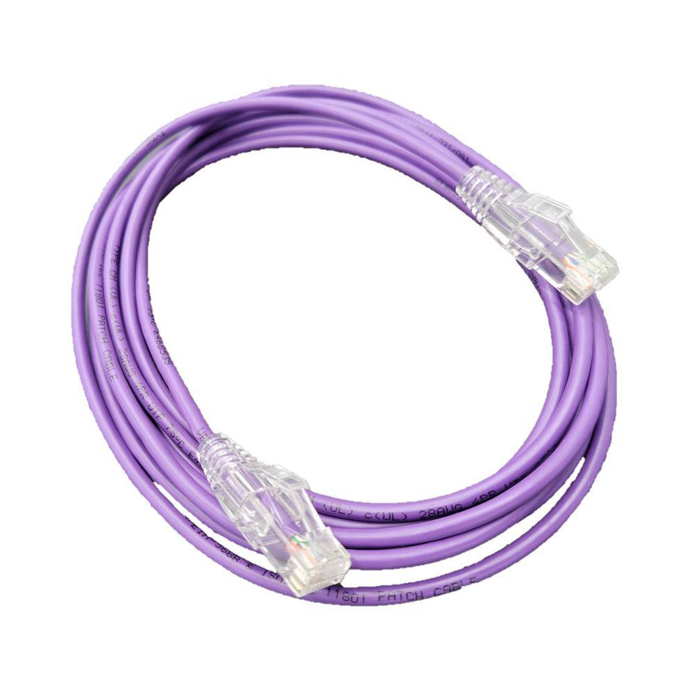 Micro Connectors Inc 3 ft. Cat6A Ultra Slim Patch (28AWG) Cable (Purple) (5-Pack) E09-003P-SL5