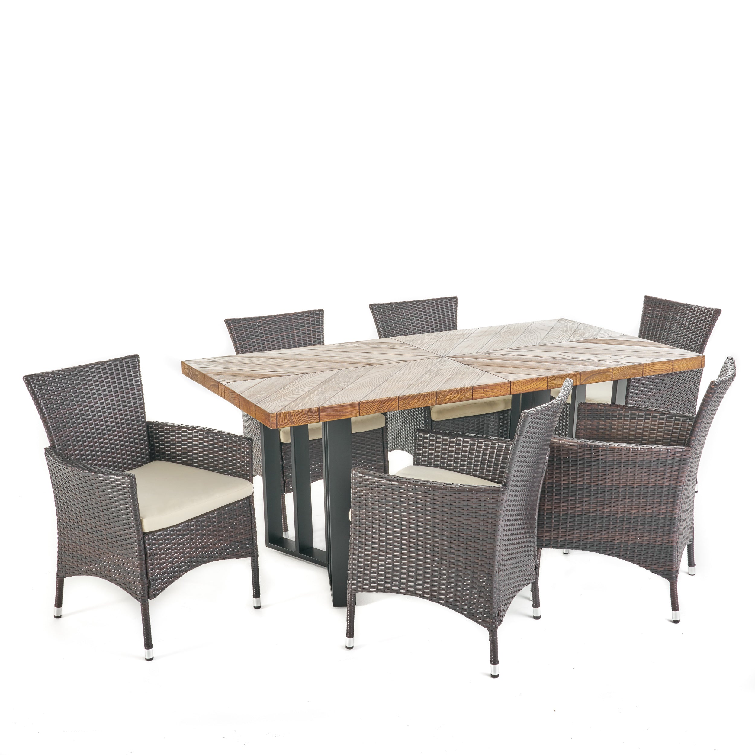 Truda Outdoor 7 Piece Wicker Dining Set with Concrete Dining Table