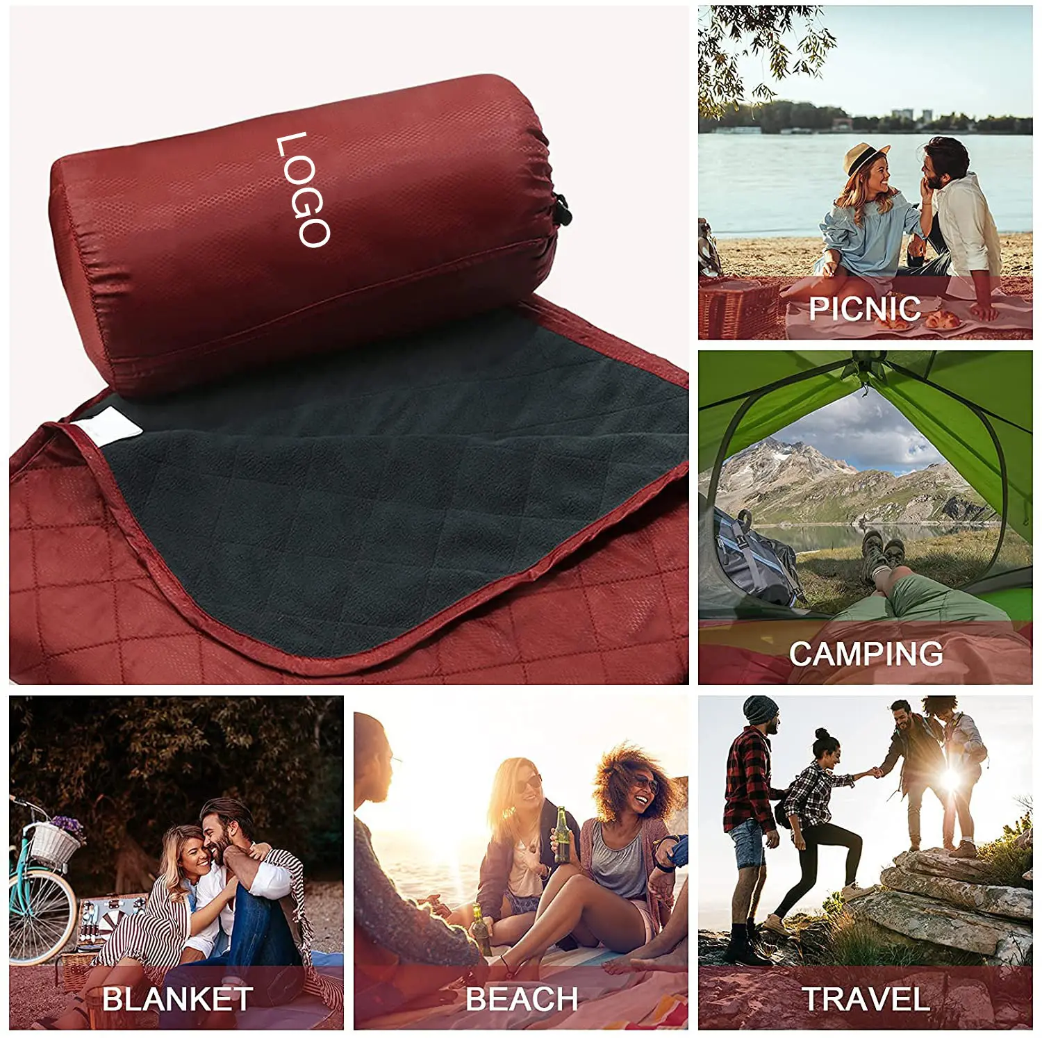 Outdoors Waterproof Blanket 54x 79inch Sherpa Fleece Stadium Windproof Throw Mat for Camping Traveling Hiking