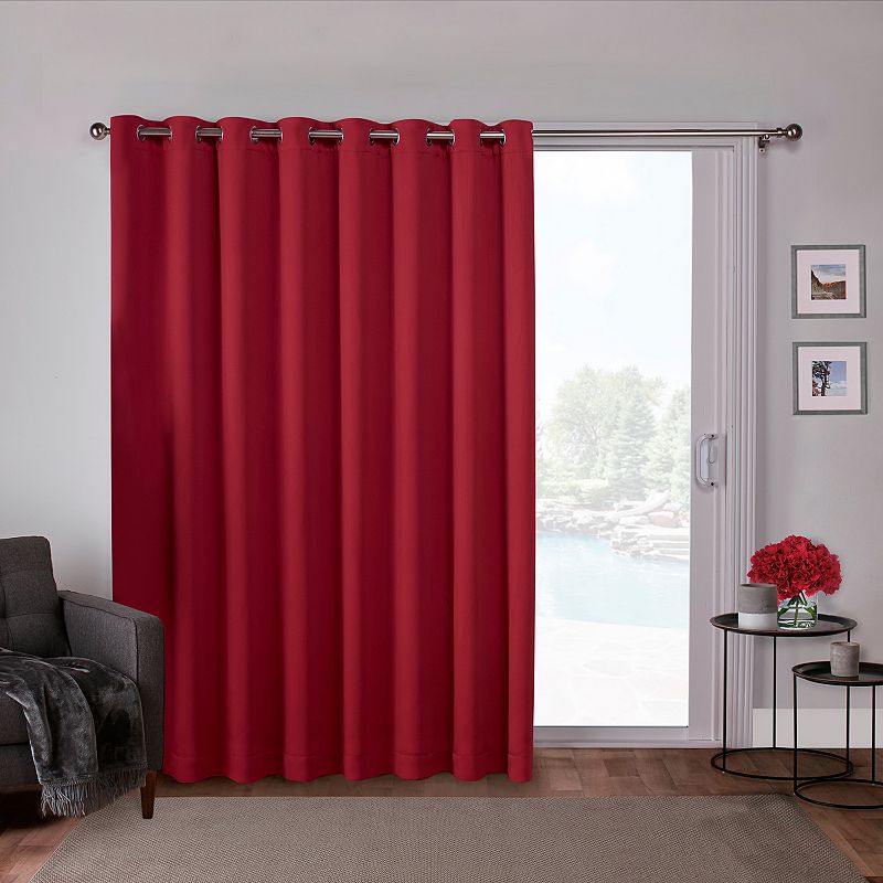 Exclusive Home 1-Panel Double Wide Sateen Patio Woven Blackout Window Curtain