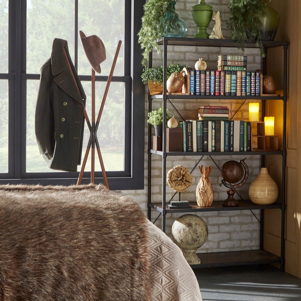Harrison Industrial Rustic Pipe Frame Shelf Media Tower by iNSPIRE Q Classic