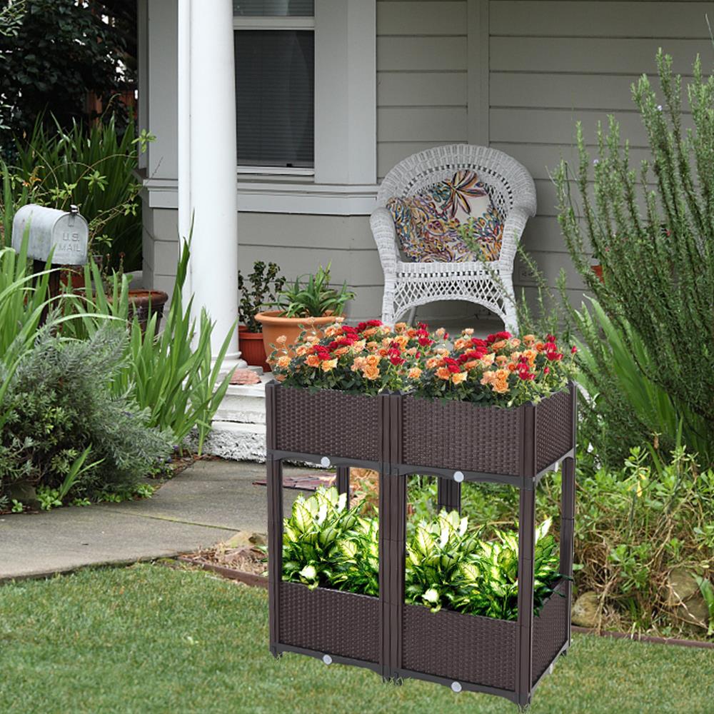 GoDecor 17 in.x 16 in. Plastic Raised Garden(Set of 4)