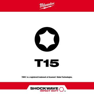 MW SHOCKWAVE Impact Duty 3-12 in. T15 Torx Alloy Steel Screw Driver Bit (2-Pack) 48-32-4677