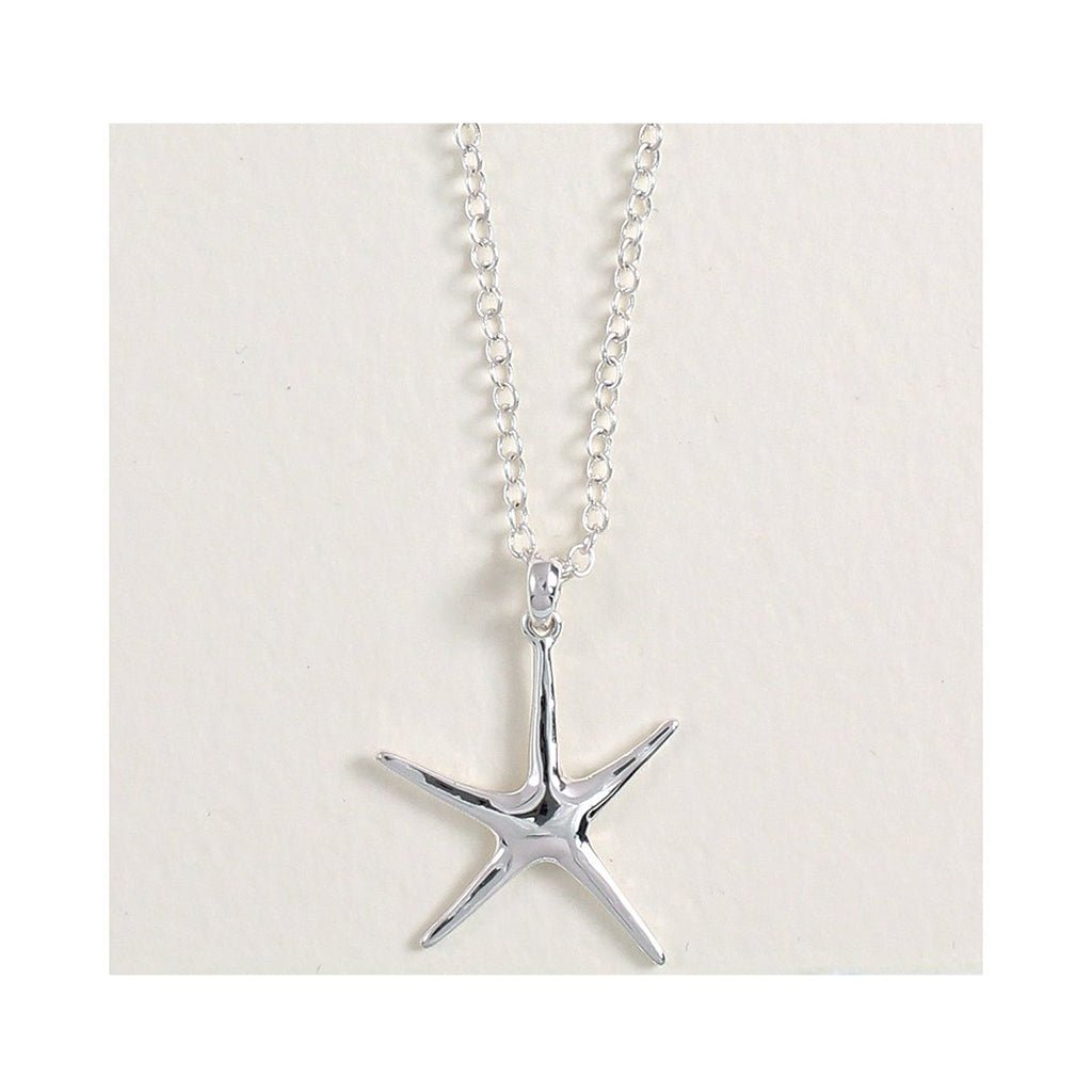 Periwinkle by Barlow 18” Fabulous Gleaming Silver Starfish   - Necklace