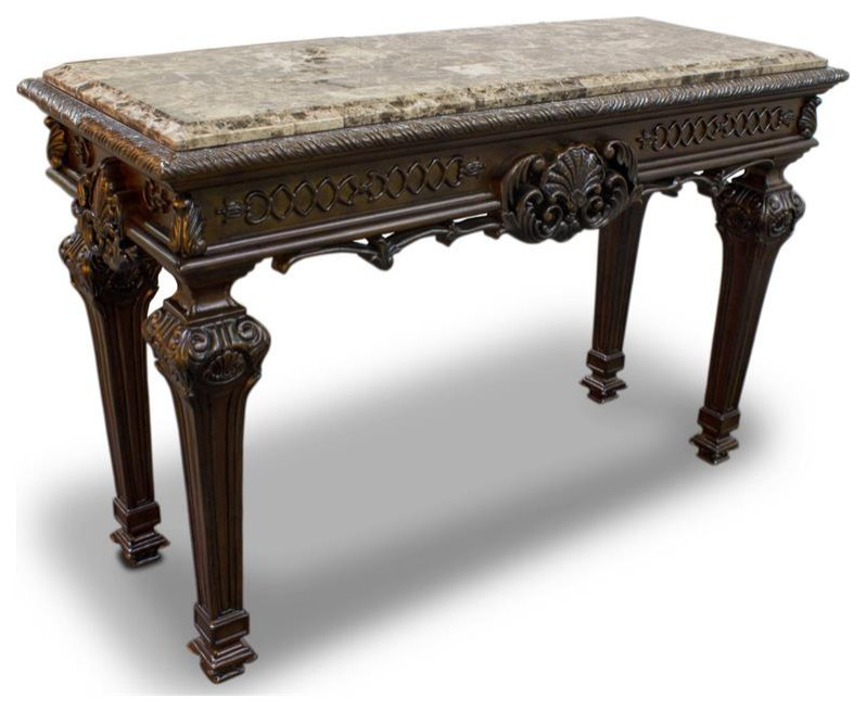 Best Master Traditional Solid Wood and Faux Marble Top Console Table in Cherry   Victorian   Console Tables   by Homesquare  Houzz