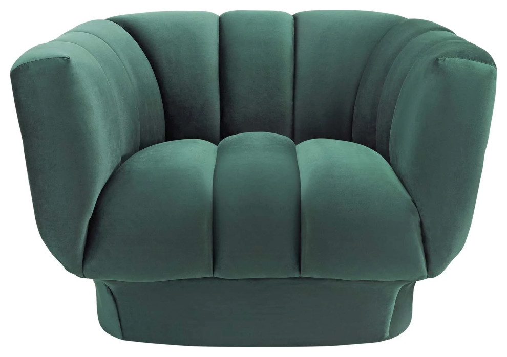 Jude Green Vertical Channel Tufted Performance Velvet Armchair   Contemporary   Armchairs And Accent Chairs   by Virgil Stanis Design  Houzz