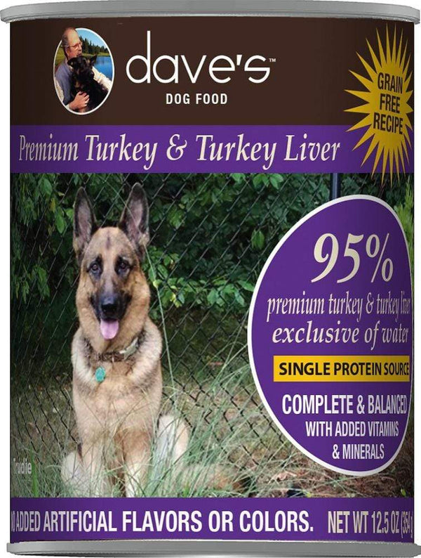 Dave's Premium Turkey and Turkey Liver 95% Meat Canned Dog Food