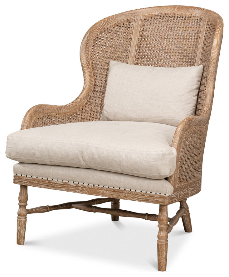 Randolph Wing Accent Chair Cane and Wood Frame   Traditional   Armchairs And Accent Chairs   by Sideboards and Things  Houzz