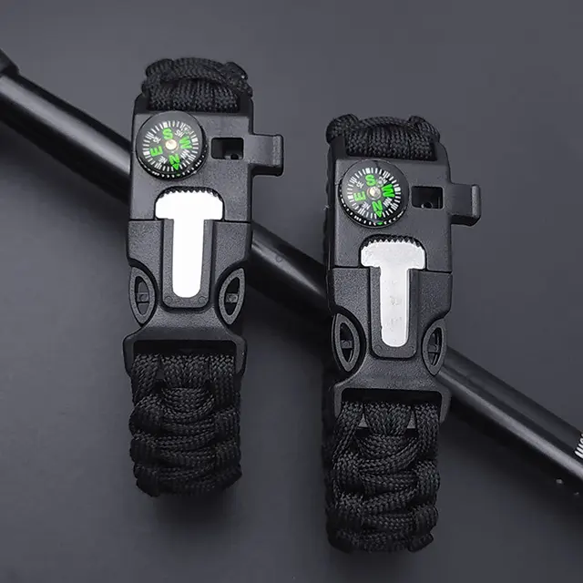 Outdoor Hiking Camping Survival Compass Bracelet Paracord Tactical Gear 550 Paracord Bracelet Buckles