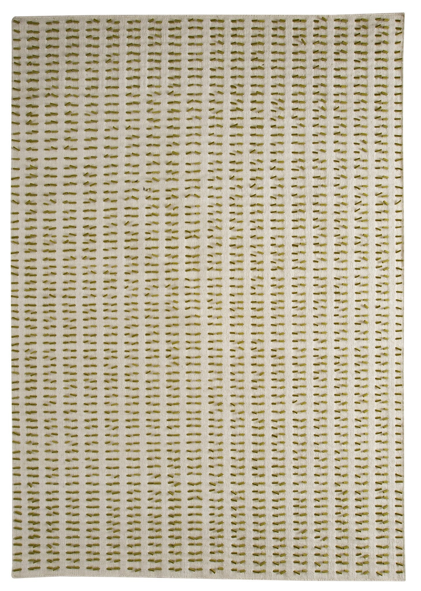 Palmdale Collection Hand Woven Wool and Felt Area Rug in White and Green