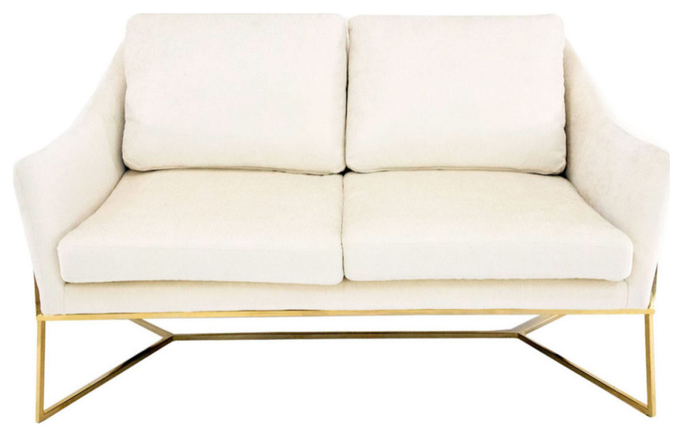 Abana Loveseat with off White Fabric   Midcentury   Loveseats   by Virgil Stanis Design  Houzz