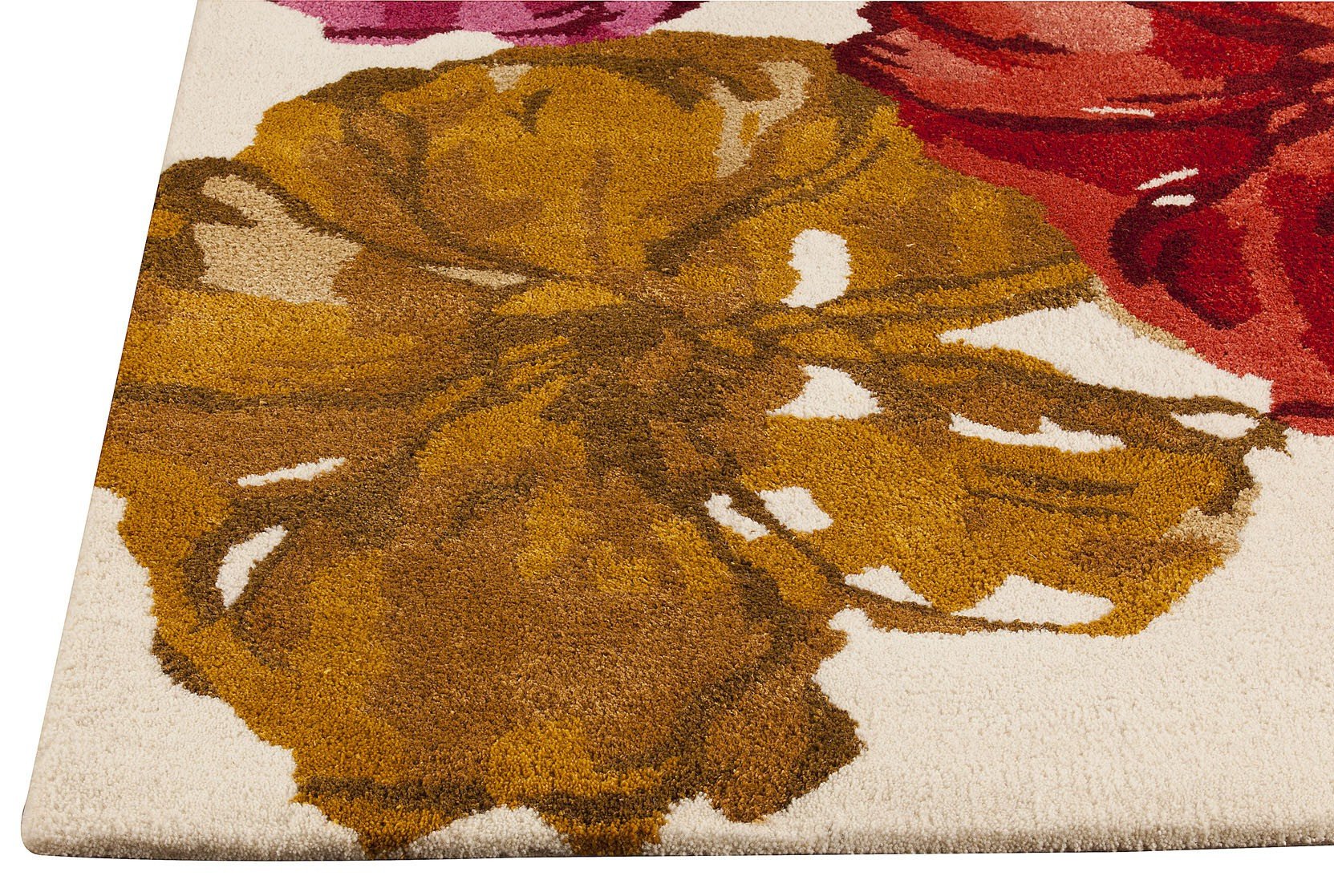 Dublin Floral Collection Wool and Viscose Area Rug in Spring