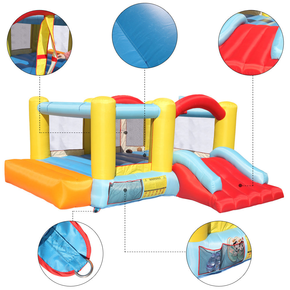 Children's inflatable bouncing house castle, 420D Oxford cloth PVC without fan Large trampoline + ball frame + rest table bouncy castle