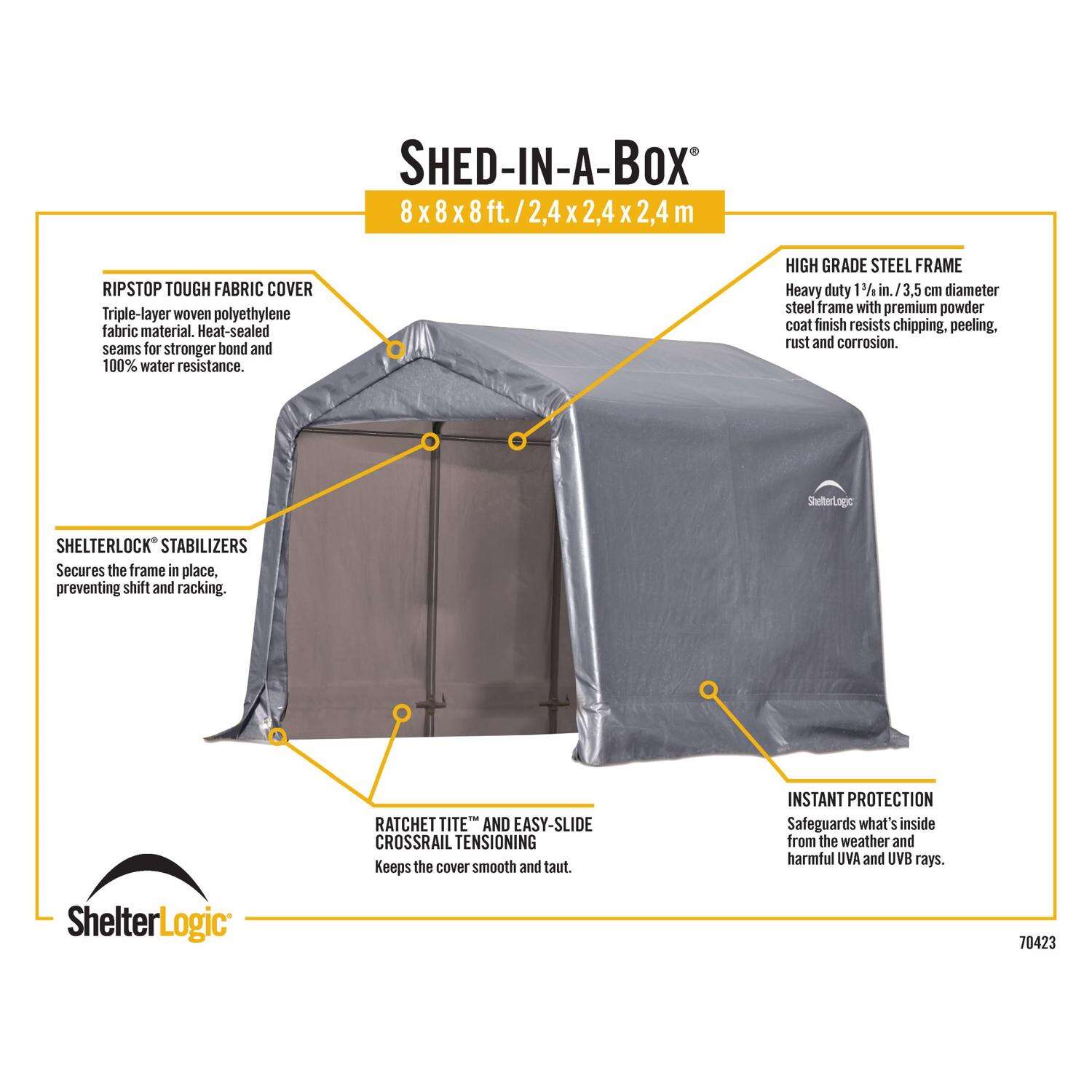 ShelterLogic Shed-in-a-Box 8 ft. x 8 ft. Polyester Horizontal Peak Storage Shed without Floor Kit