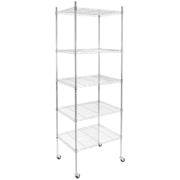 Mount it Height Adjustable 5 Tier Wire Shelving With Wheels Rolling Garage Shelves Closet Metal Racks With Shelves And Shelving Or Utility Shelf