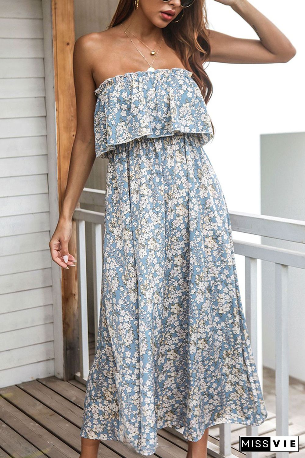 Floral Off-shoulder Long Dress Wholesale