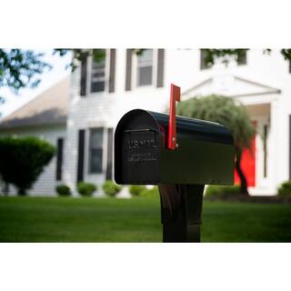 Architectural Mailboxes Ironside Black Large Steel Post Mount Mailbox MB801BAM